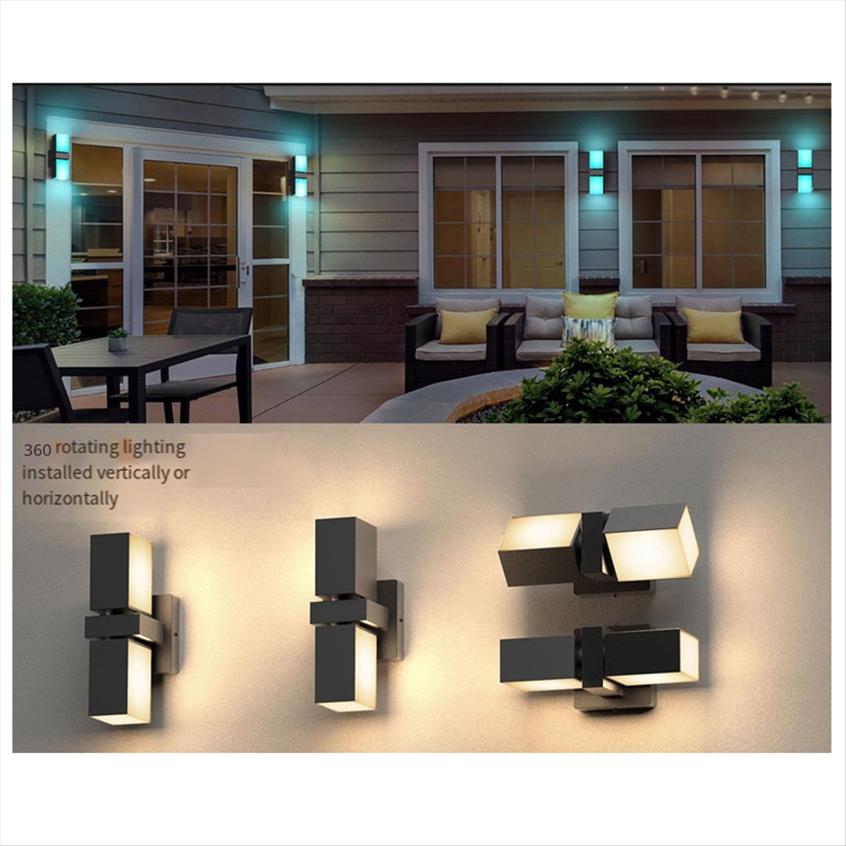 Smart Garden Fence & Balcony Hanging Planter - โคมไฟติดผนัง LED รุ่น AA19 แบบสองหัว สำหรับระเบียง
