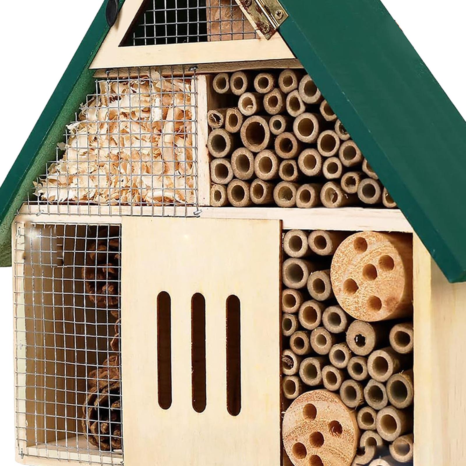 Insect Hotel Wood - โรงแรมผึ้ง โรงแรมไม้สำหรับผึ้งและผีเสื้อ เหมาะสำหรับติดตั้งบนรั้วในสวนกลางแจ้ง